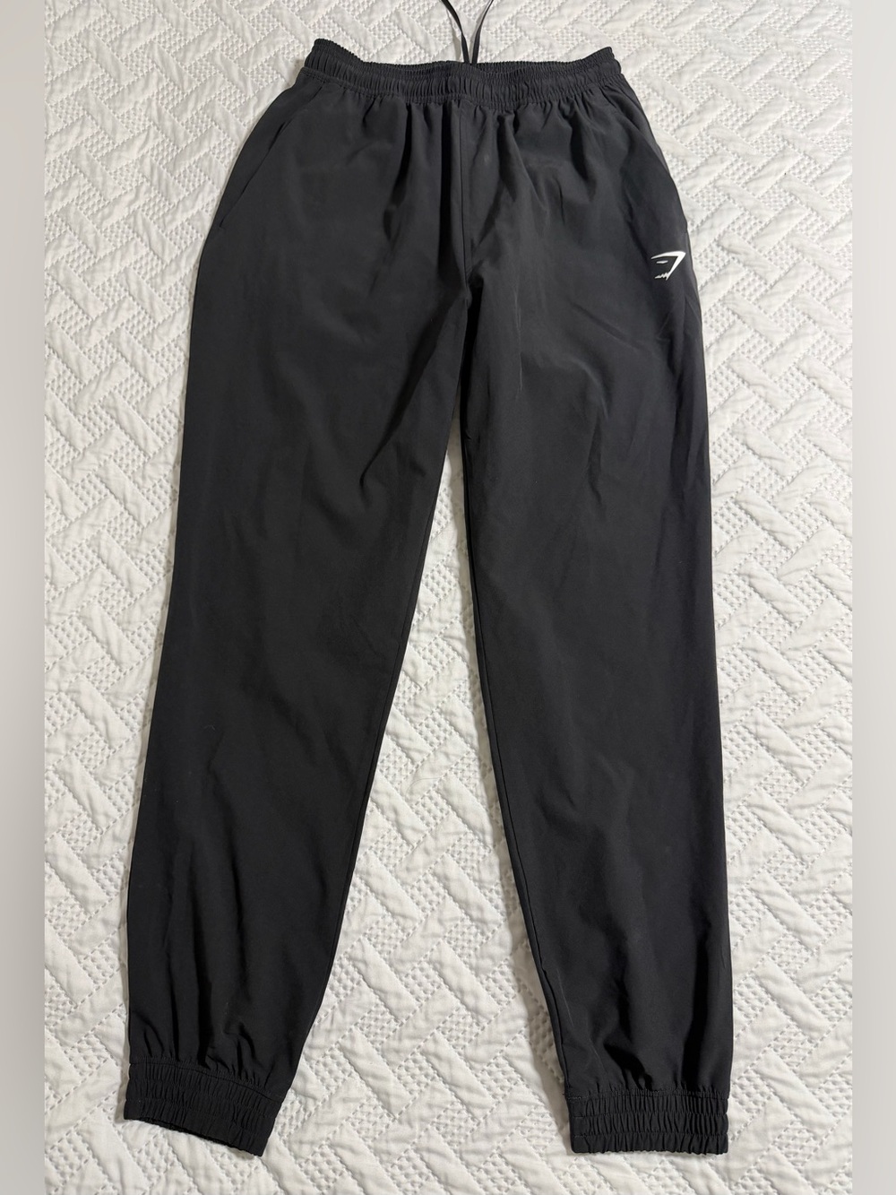 Gym Shark Black Athletic Lightweight Track Pants Elastic Cuffs & Waist Sz Small